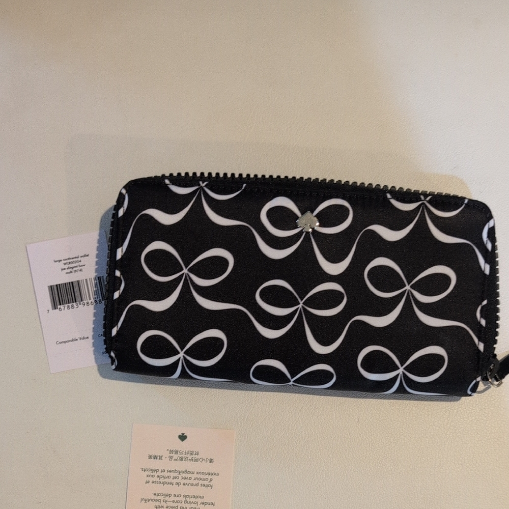 Kate Spade Black and White Bow Pattern Wallet - Picture 3 of 12